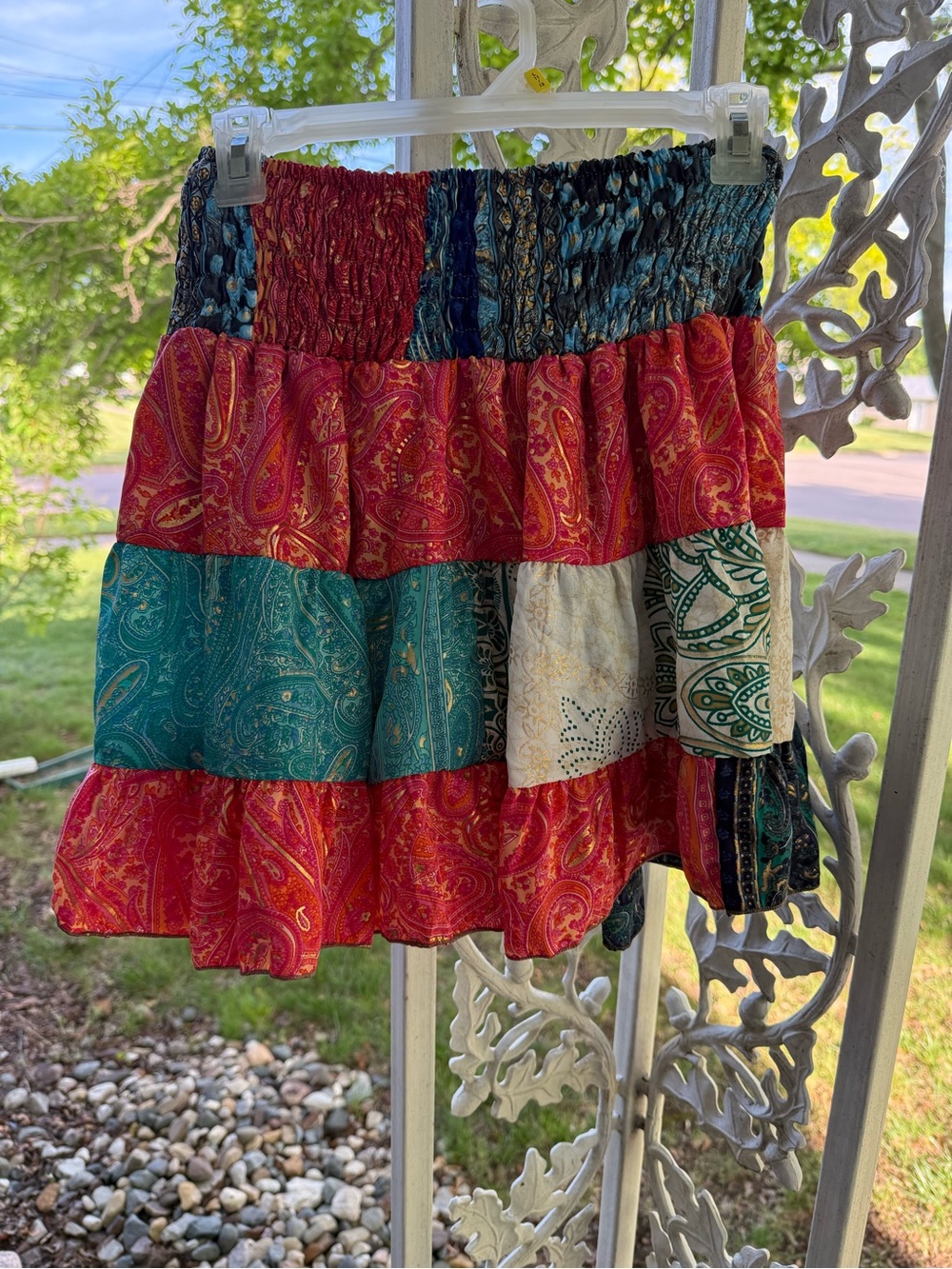 Jessica Tiered Paisley Patchwork Mini Skirt - with built in shorts